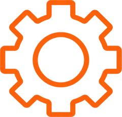 Orange outlined cogwheel