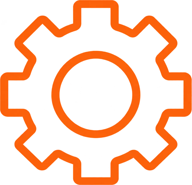 Orange outlined cogwheel