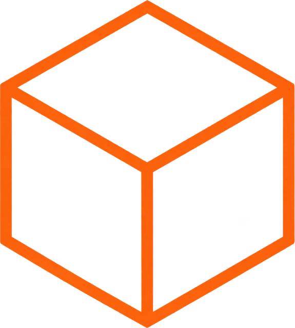 Orange outlined 3D cube