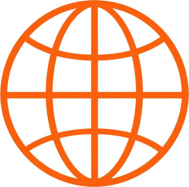 Orange outlined globe