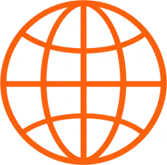 Orange outlined globe
