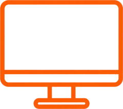 Orange outlined desktop monitor