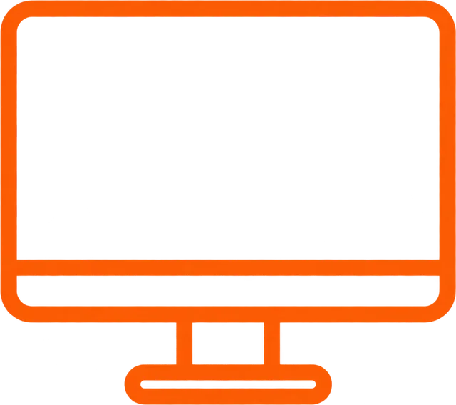 Orange outlined desktop monitor