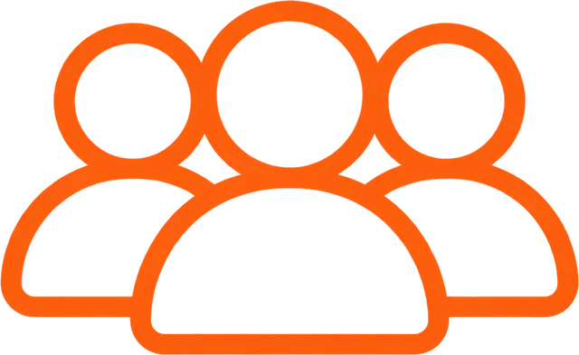 Orange outlined group of people