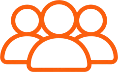 Orange outlined group of people