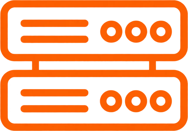 Orange outlined server stack