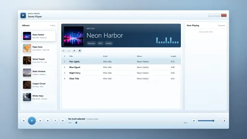 Windows 7 media player app interface