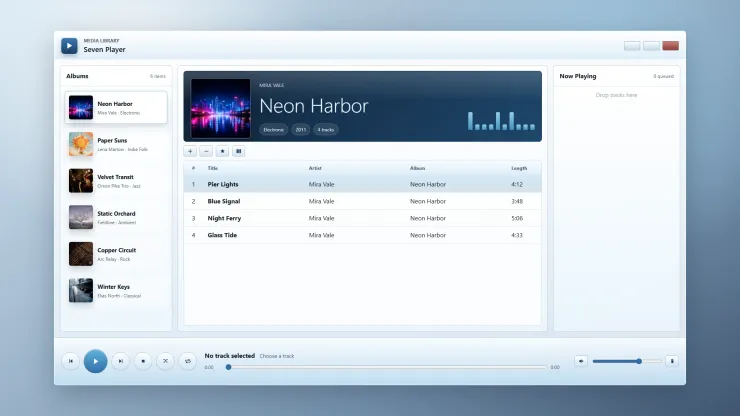 Windows 7 media player app interface