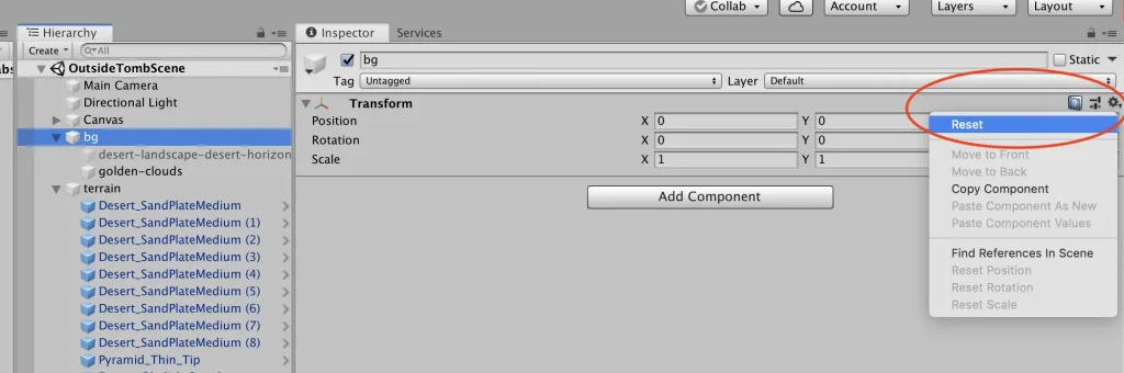 unity-reset-inspector-game-object-values