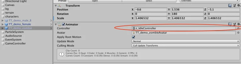 unity-select-animation-controller