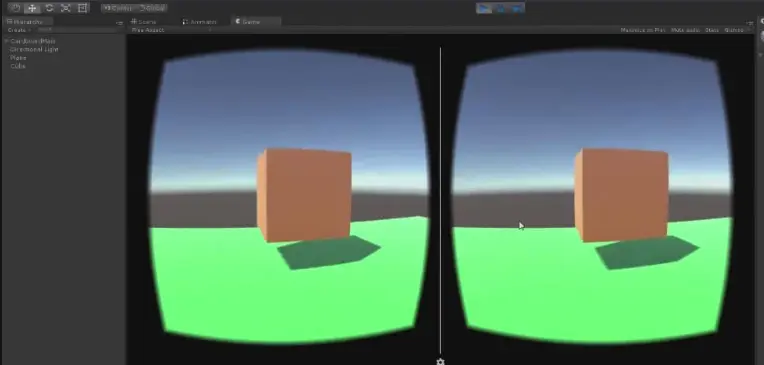Stereo VR view rendered on the test device after a successful build